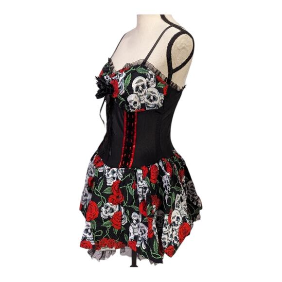 Lip Service sugar skull dia Skull & Rose dress Goth & Punk dress size XS - Picture 4 of 15
